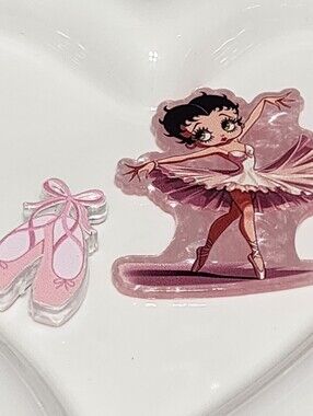 B Boo Ballerina Ballet Flatback Focal Bead Badge Keychain Crafts Beaded Pen Clip